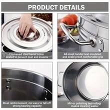 5.28-Gallon Stainless Steel Milk Container, Large Soup Pot With A Lid, Suitable For Induction And Gas Stoves, Designed For Heat Insulation, Featuring A Thick Base For Durability, Easy To Clean, Perfect For Home Kitchens And Restaurants - View 10