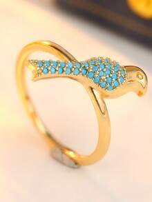 Vintage Bird-Shaped Ring Inlaid With Synthetic Turquoise, Forest Style, Rustic Style, Daily & Vacation Women's Ring - Two-color - View 2