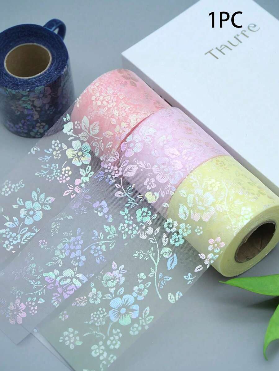 1條多彩碎花緞面絲帶，溫柔浪漫緞面絲帶，適合節日禮物包裝，手工魚尾網格緞面絲帶，適用於婚禮、節日禮物、生日禮物、花束包裝、鞋子與衣物包裝