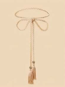 Handmade Woven Extended Waist Rope, Yellow, 1pc - Beige - View 1