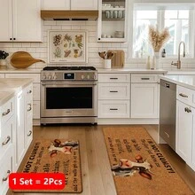 1 pieza, Decoración del hogar, Estampado con eslogan divertido de vaca, Alfombra de cocina de lino, Tapete de cocina, Tapete de piso, Tapete de baño, Tapete de puerta, Impresión 3D rectangular, Adecuado para sala de estar, dormitorio, pasillo, baño, lavandería - Alfombra de poliéster, Adecuado para decoración del hogar interior y exterior - Multicolor - Ver 14