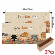 1pc, Home Decor, Cat Pattern Printed Table Skirt, Kitchen Small Curtain, Kitchen Cabinet Cover, With Curtain Holes, Easy To Hang, Rectangular, Machine Woven, Machine Washable, Kitchen Decoration And Accessories, Perfect For Kitchen Cabinets And Home Decor - Multicolor - View 13