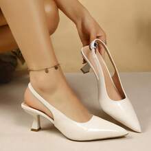 Zapatos de tacón de gatito minimalistas para mujeres, nuevo estilo primavera/verano, versátiles para oficina, transporte y citas, cómodos y sin fatiga - Blanco - Ver 5