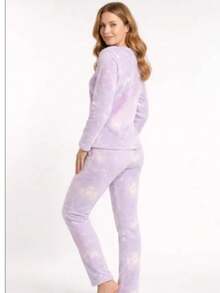 Eatifa Women's Long Fleece Pajamas, Furry, Warm, Winter, Closed, Glows In The Dark - 查看 5