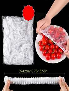 5/50/100/200/300/400/500片裝家用食品保鮮膜，加厚剩菜覆蓋膜，水果保鮮膜，廚房冰箱食品保鮮膜 - 無色 - 查看 2