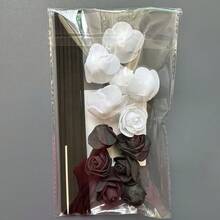 25pcs Black & White Floral Aromatherapy Diffuser Stick Set (Unscented) - Black + White (12 Aromatherapy Sticks + 12 Artificial Flowers + 1 Bamboo Skewer) - View 4
