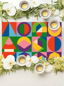 4pcs Geometric Colorful Modern Abstract Placemats, Heat Resistant Easy To Clean Washable, Holiday Decorative Placemats, Suitable For Kitchen, Home, Indoor/Outdoor Tabletop, Coffee Bar, Dining Table, Tea Break Party - Multicolor - View 7