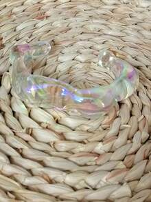 4pcs Iridescent Acrylic Bangle Set, Clear Rainbow Cuff Bracelets - Clear - View 9