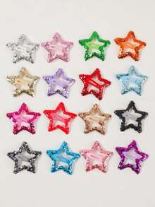 10/20/30/40/50/100piezas Juego surtido de colores aleatorios de clips para el cabello con lentejuelas de estrella de cinco puntas de colores de caramelo de dibujos animados, accesorios para el cabello de niñas, adecuados para uso diario - Multicolor - Ver 4