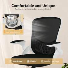 Ergonomic Mesh Office Chair With Flip Armrests And Lumbar Support - Black-white - View 4