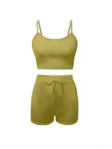 Solid Three-Piece Suit With Dual Use And Perforated Details - Color Matcha - View 4