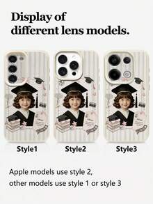 1pc Graduation Season Exclusive Photo & Text Dual Customization Soft Cute Watercolor Hand-Drawn Style Pattern Phone Case, Compatible With IPhone17promax/17Air/16E/16Promax/15/14plus/13/12/11 S24/20Ultra/A52S/A31A21S/A13/A05S/ Note13ProPlus/Note10/Note12C/Note13C, Made Of TPU Material, Customizable With 1 Photo, Graduation Year And Name, Ideal Commemorative Gift For Friends, Children, Family, Classmates During Graduation Season - White - View 8