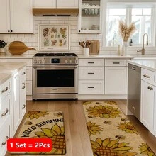 1 pieza, Decoración del hogar, Estampado de patrón de girasol, Alfombra de cocina de lino, Tapete de cocina, Tapete de piso, Tapete de baño, Tapete de puerta, Impresión 3D rectangular, Apto para sala de estar, dormitorio, pasillo, baño, lavandería - Alfombra de poliéster, Apto para decoración del hogar interior y exterior - Multicolor - Ver 12