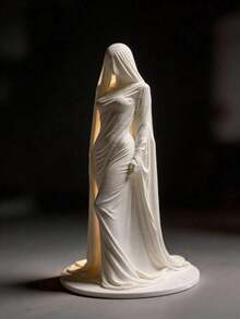 1pc - 3D Mysterious Mask Sculpture - Made From PLA Material 3D Printed. This Sculpture Is Perfect For Placing On Desks, Wine Cabinets, Dining Tables And Entryways, Making It An Ideal Home Decor Choice. Halloween Decoration, Eerie Bride Ornament - Mysterious Masked Lady Figurine - View 1