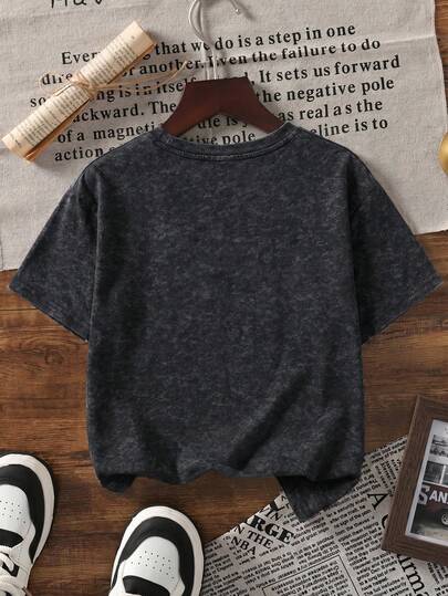 1pc Oversized Summer New Vintage American Style Leopard Print Letter Graphic Short Sleeve T-Shirt, Casual Streetwear Loose Tee For Tween Girl, Fashionable & Versatile For Daily, School, Outdoor Wear