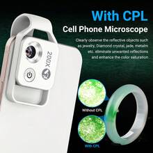 Microscopio USB APEXEL para Smartphone, Lupa Mini Portátil 200X, Filtro CPL Integrado & Luz LED, Batería Recargable de 110mAh; Microscopio para Teléfono Compatible con Casi Todos los Smartphones - Ver 8