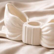 Neutral White Ceramic Candle Holder | Romantic Home Decor Accent Neutral Aesthetic Soft Luxury Romantic Decoration Cozy Room Atmosphere Minimalist Decor - New Model - View 6