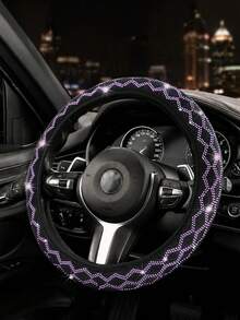 Bling Rhinestone Steering Wheel Cover - Elastic No Inner Ring Design With Plush Lining, Anti-Slip & Universal Fit For Cars, SUVs, Trucks - Fashionable Car Interior Accessory - A - View 16