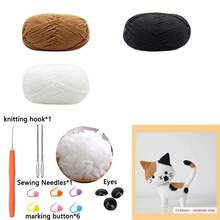 Kit de Materiales para Regalo Creativo: Colgante de Gato de Flores de Lana Tejido a Mano - Material naranja - Ver 11