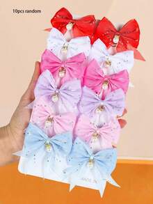 186/10件組彩色髮飾套裝，包含花朵、蝴蝶結髮夾、高彈力髮圈，適合女孩與女性，日常必備 - 彩色 - 查看 13