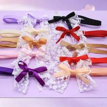 8/20pcs Pet Dog Grooming Bows, Cat & Dog Daily Decoration Lace Bows, Cute Adjustable Dog Collar Bows - Multicolor - View 7