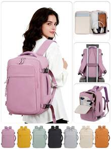 1pc Multi-Color Travel Laptop Backpack, Waterproof With Luggage Strap, Multi-Pocket Design, Suitable For Travel And Daily Use, Summer Essential - Multicolor - View 2