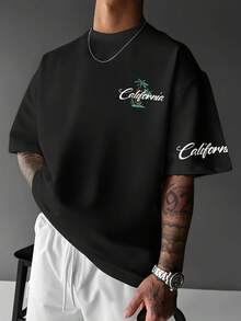 Camiseta de hombre con estampado Santa Barbara California 1786 - Blanca, de manga corta, cuello redondo casual, camiseta de punto de verano, diseño de palmeras, regalo casual de cumpleaños - Blanco - Ver 7