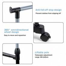 Ein Wäscheständer mit Rollen, doppelten horizontalen Stangen, verstellbar von 80-140 cm, zusammenklappbarer, robuster Wäscheständer, ausgestattet mit Rollen, geeignet für Schlafzimmer, Wohnzimmer, Terrassen, Innenhöfe und Balkone. - A - Übersicht 7