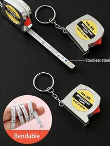 Cinta métrica portátil de acero con llavero, mini regla para proyectos DIY, oficina, carpintería, cinta métrica de 1m, pequeña regla colgante, llavero para coche - Multicolor - Ver 6