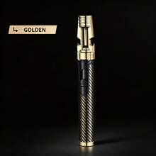 Handheld Jet Flame Torch, Windproof Lighter For Cigar, Baking, Moxibustion And BBQ, Without Battery - 金色 - 查看 10
