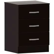 Home Discount Vida Designs Riano 3 Drawer Bedside Chest Cabinet Table Nightstand Bedroom Furniture Silver Handles Display Storage Unit - Black - Black - View 10