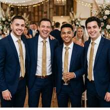 Set Of 3 Light Gray Ties For Groomsmen, Weddings, And Events - Golden Yellow - View 2