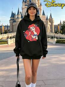 Whimsical Disney Princess Hoodie, Women's Casual Long Sleeve Pullover For Magic Kingdom & Everyday Wear - Black - View 1