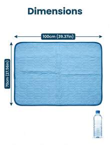 39.3" X 27.5" 自冷狗墊，可水洗重複使用寵物冷卻墊，小型中型犬貓冷卻毯，透氣冰絲寵物床墊，夏季睡眠墊，室內外犬舍床，適合大多數大型犬 - 藍色 - 查看 2