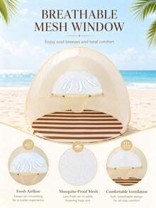 Portable Beach Tent, Automatic Pop-Up Sun Shelter, Travel Tent With Mosquito Net, Indoor Baby Play Tent, 2-Second Quick Setup, Fits 3 People, Compact Storage Bag | Suitable For Beach, Picnic, Park And Home Leisure, Summer Vacation - Tent - View 8