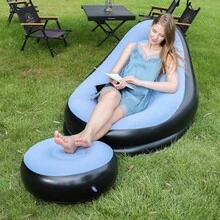 Silla inflable con reposapiés, sofá inflable con superficie aterciopelada para adultos, silla cojín de aire inflable cómoda, sofá inflable portátil impermeable, sofá inflable para camping - silla - Ver 20