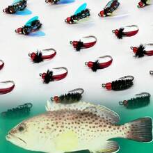 30Piece Bait Set-Dry Wet Flies/Midge/Nymphs/Fly Fishing Lures, For Bass/Trout/Carp-3 Different Styles Fly Fling Lures-With Flies Box-Size#10 - Multicolor - View 11