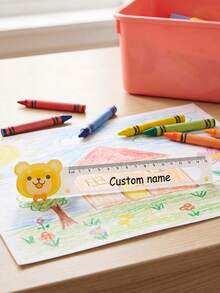 1Pc Custom Name Animal Head Acrylic Ruler, Personalized Cute Cartoon 15cm Student Ruler, 6 Styles Available, Durable Clear Acrylic; Ideal Gift For Kids & Students, Perfect For School Supplies, Classroom & Daily Use, Custom Stationery - Multicolor - View 4