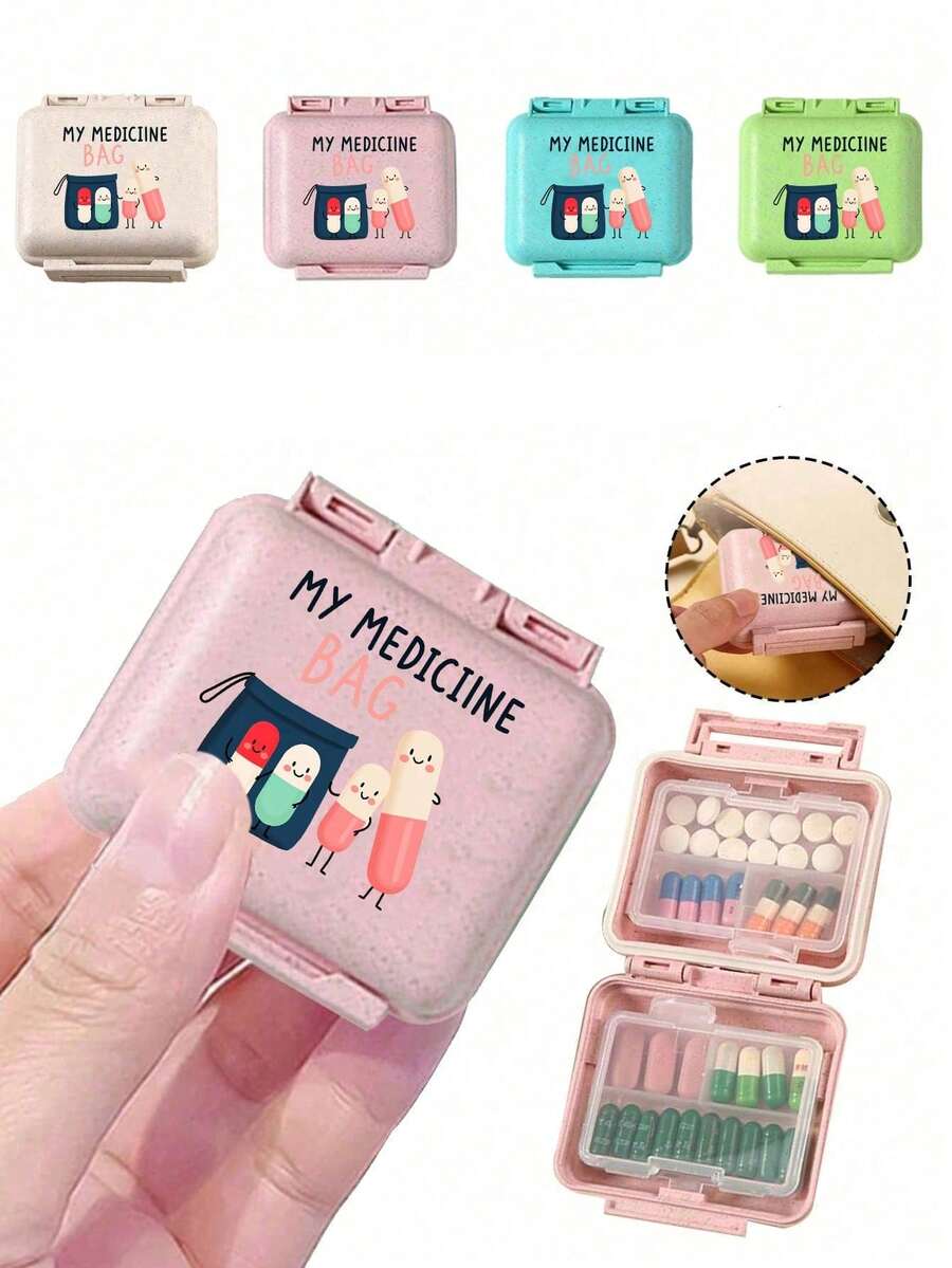 Mini 6-Compartment Portable Pill Box, Medicine Storage Box, Travel Pill Box, Printed With "My Pill Box" And Pill Pattern, 6-Compartment Small Pill Box, Sealed Pill Packaging Storage Box, 6-Day Weekly Pill Storage Box, Travel Essential Pill Box, Daily Vitamin Pill Box, Pocket Pill Box Storage Box, Exquisite Storage Box, Home Essential, Travel Essential