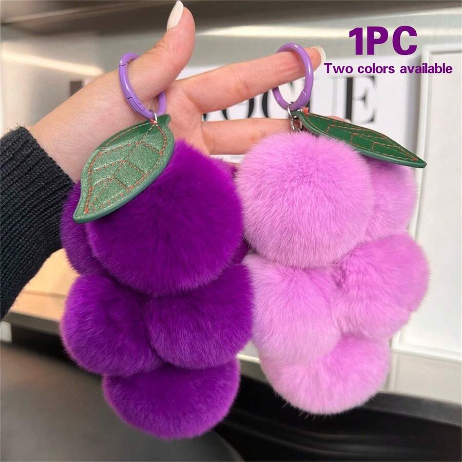 1PC 14cm Purple Grape Plush Pendant,Simulated Grape Shape,Car Keychain Pendant,Bag Accessories,Gift For Children,Creative Keychain Pendant,Plush Gift - Purple - View 1