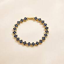 1 pieza Pulsera de flor de circonita de lujo, exquisita joyería de CZ brillante de dopamina, regalo para mujeres - Dorado - Ver 7