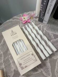 Ensemble de bougies d'aromathérapie à tige longue en spirale faites à la main, fabriquées à partir de plusieurs cires de soja et de paraffine, avec un parfum de rose pour vous faire sentir plus agréable - Blanc - Voir 9