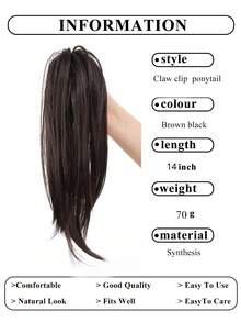 Synthetic Clip-In Hair Extensions, Straight Hair Extensions, Curly End Short Ponytail Hair Extensions, Suitable For Women's Daily And Holiday Use - Multicolor - View 4