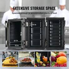 120L Insulated Food Tray Carrier, Hot Box For Catering, Food Box Carrier With Double Buckles, Front Loading With Handles And Wheels For Restaurant, Canteen - 120公升 - 查看 4