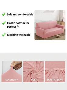 1 pieza Funda de sofá de fibra de poliéster elástica con estampado moderno minimalista, desmontable y lavable a máquina, adecuada para sala de estar, comedor, estudio, dormitorio y uso doméstico - Rosa Pálido - Ver 2