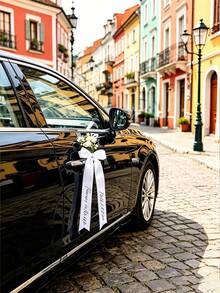 Personalized Wedding Car Decoration Ribbon, Printed With Your Name And Wedding Date, Car Decor, Wedding Ceremony, Flowers Not Included - Multicolor - View 3