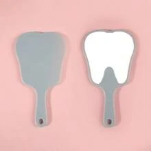 1pc 8.5*16cm New Handheld Makeup Mirror Cute Tooth-Shaped Beauty Mirror, High-Definition Small Mirror For Dental Clinic And Outpatient Use, Convenient Handle Flat Mirror - Multicolor - View 5