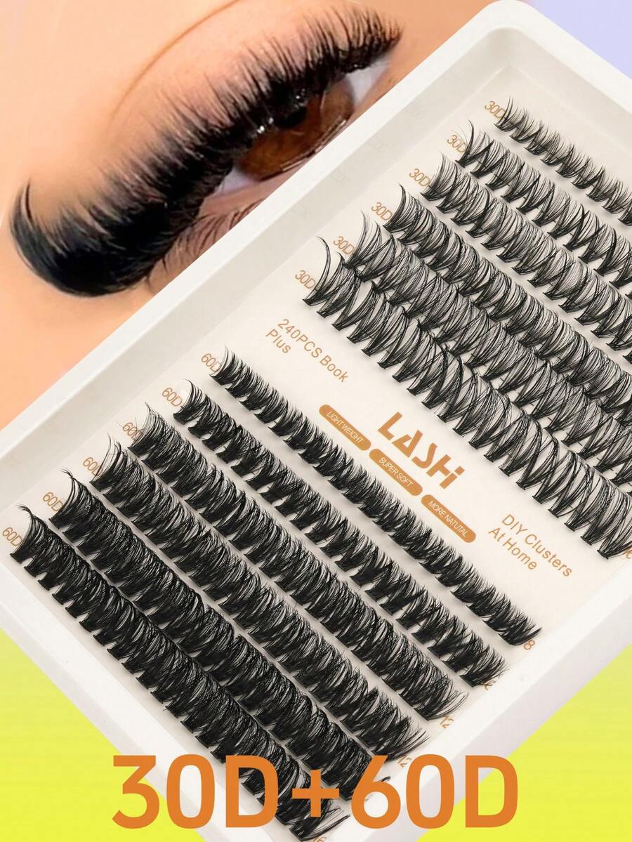 240 Racimos de Pestañas Postizas, Pestañas Voluminosas Curva D, Longitud 8-16 Mm, 2 Estilos Disponibles, Adecuadas para Festivales de Música, Navidad, Bodas y Otras Ocasiones - D - Ver 1