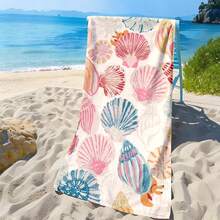 Colorful Seashell Print Microfiber Beach Towel, Absorbent Quick-Drying Lint-Free Bath Towel, Seaside Swimming Vacation Towel - A - View 3