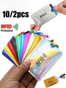 10/2 PCS Anti Blocking Reader Lock Bank Card ID Card Case Protector Metal Aluminium Case Card Holder Card Holder Wallet Business Card Holder Credit Card Holder For Women For Men Card Wallet Rfid Wallet - Multicolor - View 11